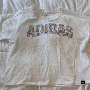 Adidas Kids White Tee with Colorful Graphic